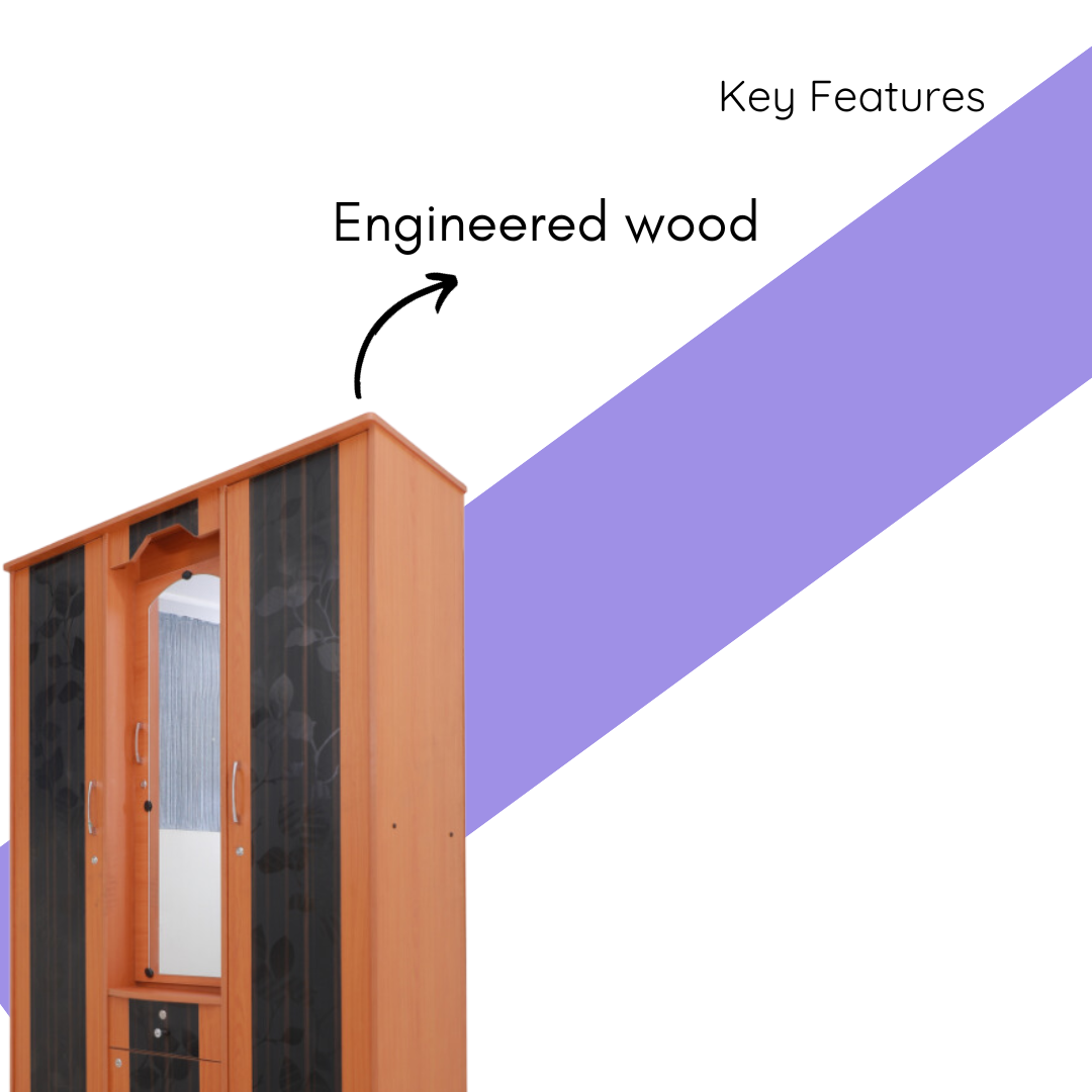 3 Door Wardrobe with Dresser - Smart Home Furniture - Coimbatore