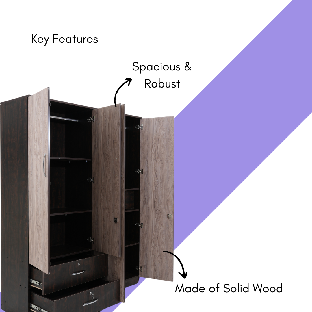 4 Door Wardrobe with Mirror - Smart Home Furniture - Coimbatore 