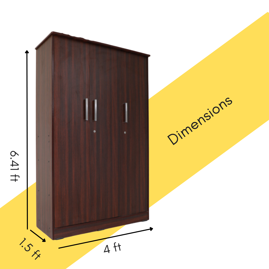 3 Door Wardrobe Plain - Smart Home Furniture - Coimbatore 