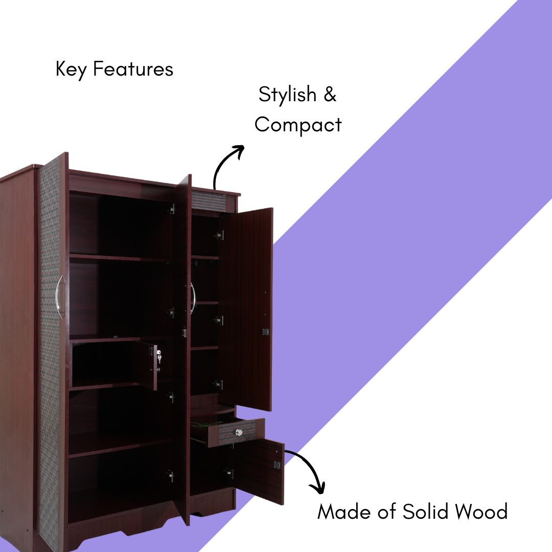 3 Door Wardrobe with Dresser - Smart Home Furniture - Coimbatore 