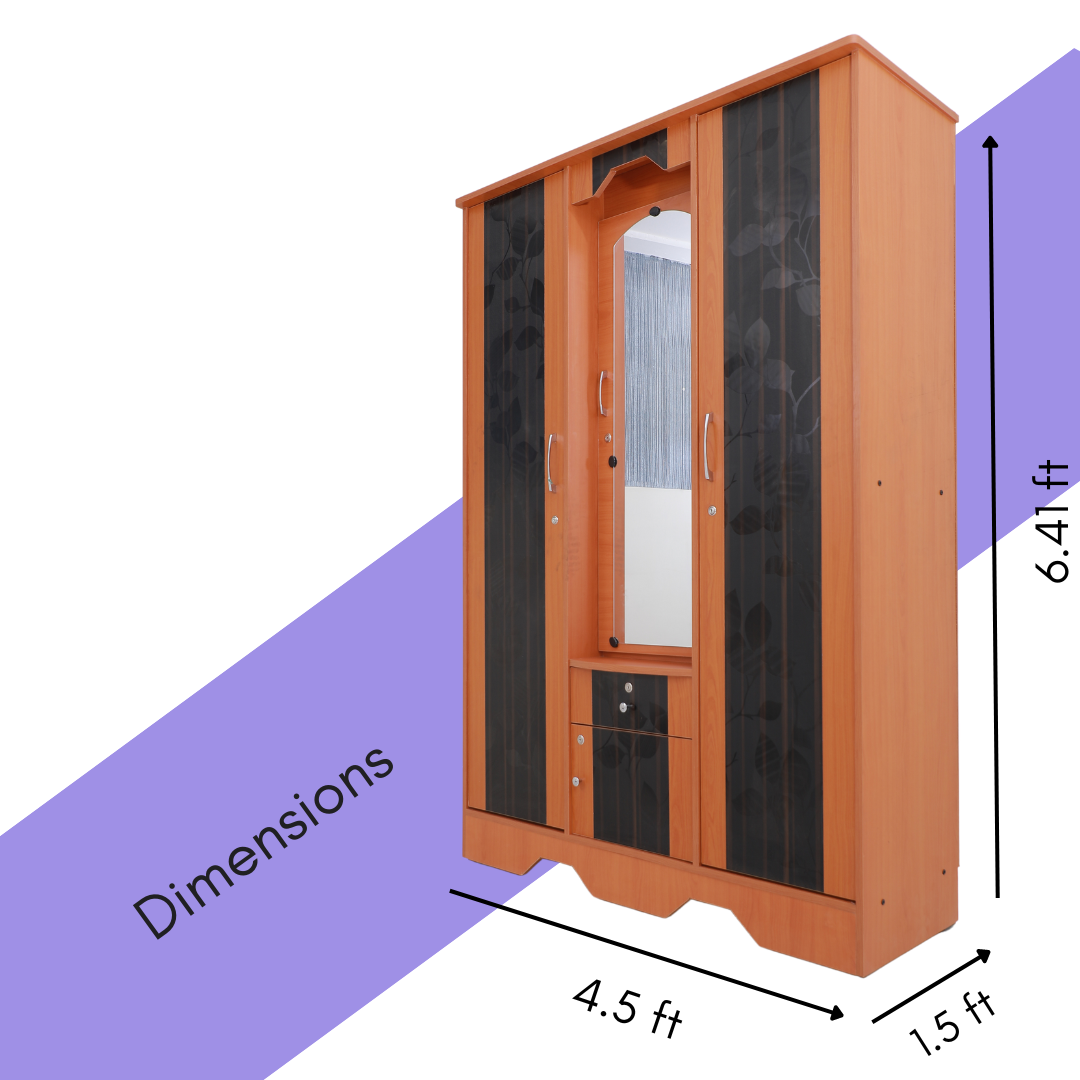 3 Door Wardrobe with Dresser - Smart Home Furniture - Coimbatore 